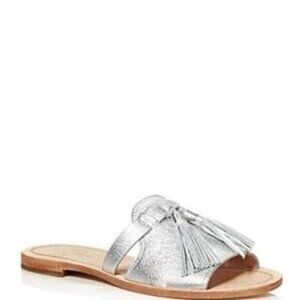 Kate Spade Coby Slide Sandals Metallic Silver 8.5 NWT